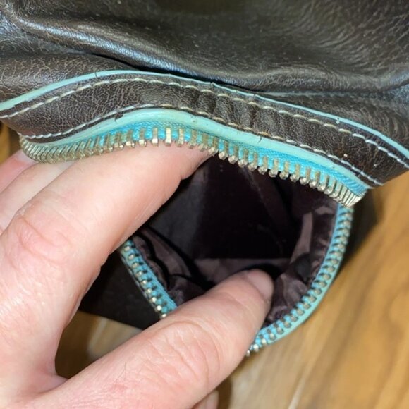 Matt & Nat Vegan Brown Green Leather Handbag Vintage 90’s Women’s - Picture 9 of 15